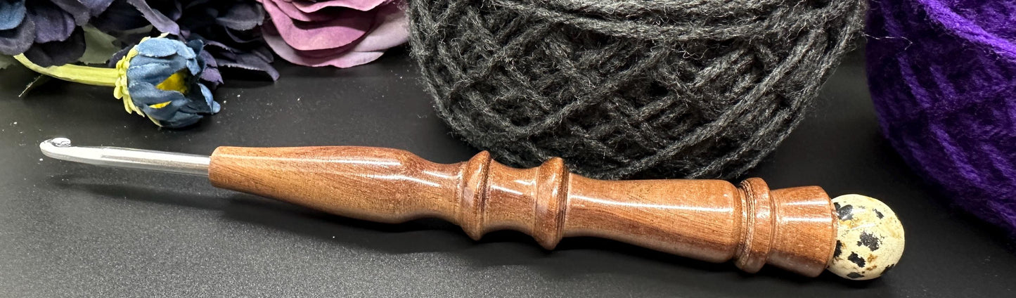 Crochet Hook - One-of-a-Kind Handcrafted Ebony Wood - Ergonomic Design, 6 Inch Length