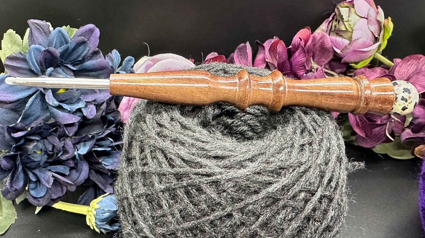 Crochet Hook - One-of-a-Kind Handcrafted Ebony Wood - Ergonomic Design, 6 Inch Length