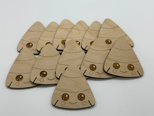 Happy Candy Corn Wooden Bobbins: Embroidery Floss Organizer, Set of 12