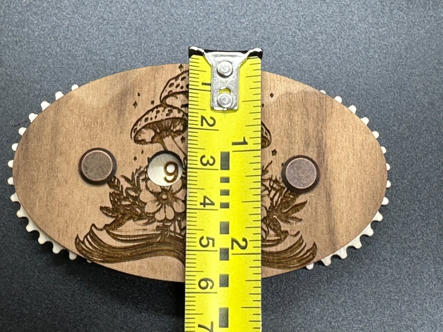 Mushrooms and books - handcrafted wooden row counter for knitting and crochet