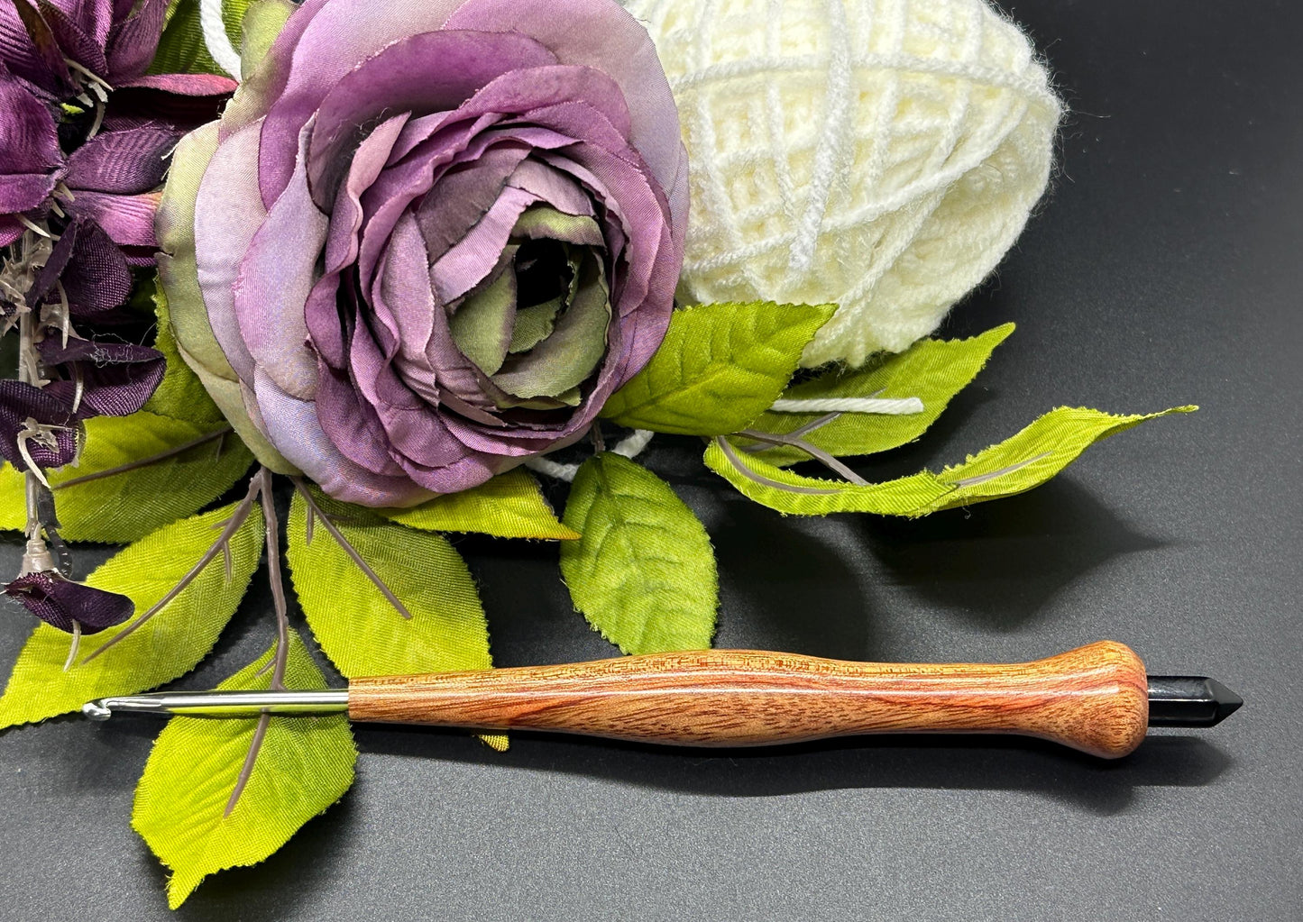 Crochet Hook - One-of-a-Kind Handcrafted Ebony Wood - Ergonomic Design, 6 Inch Length
