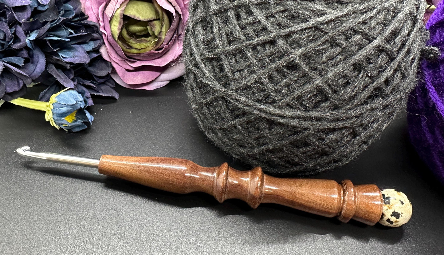 Crochet Hook - One-of-a-Kind Handcrafted Ebony Wood - Ergonomic Design, 6 Inch Length
