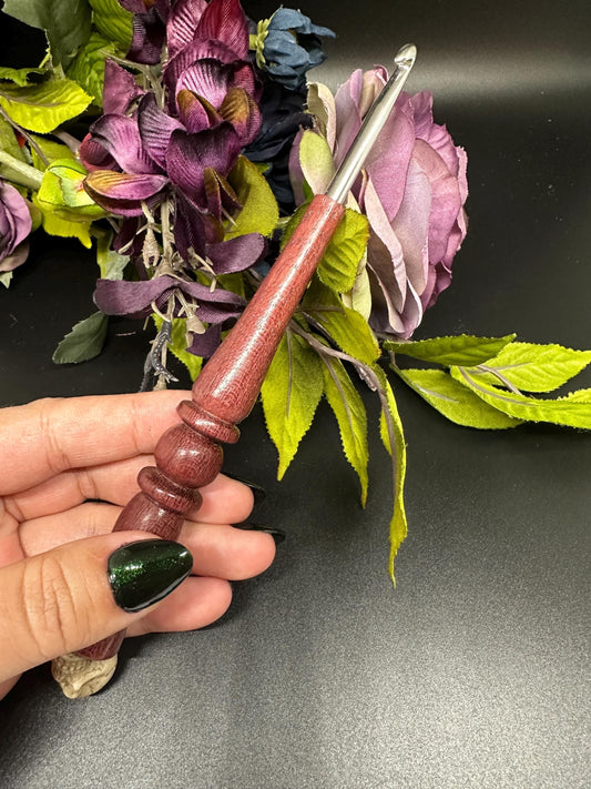 Crochet Hook - One-of-a-Kind Handcrafted Ebony Wood - Ergonomic Design, 6 Inch Length