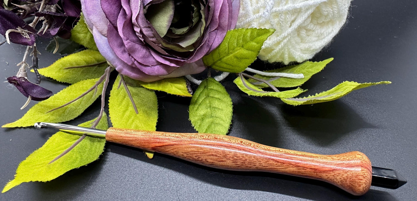 Crochet Hook - One-of-a-Kind Handcrafted Ebony Wood - Ergonomic Design, 6 Inch Length