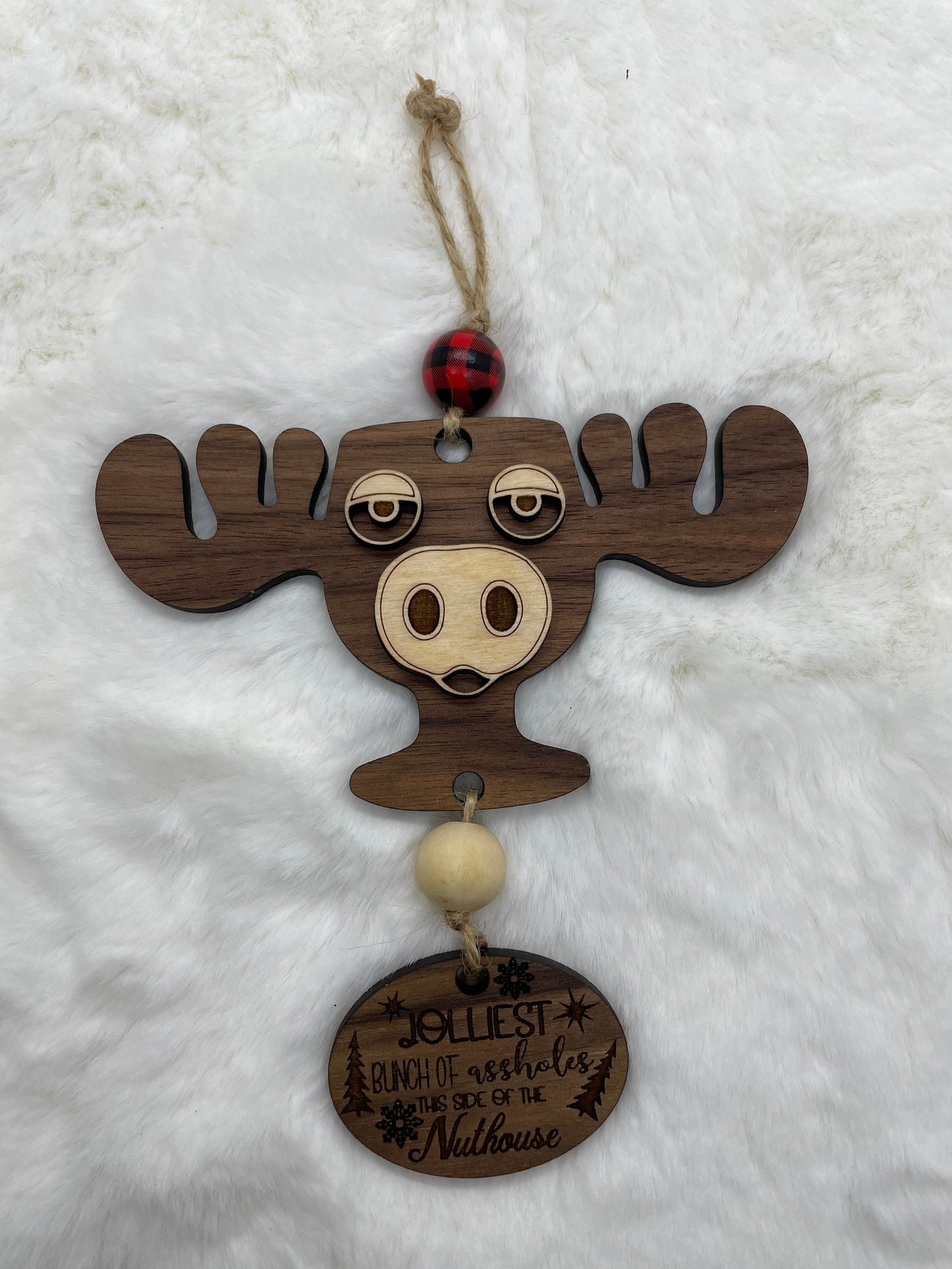 Wooden Moose Cup Ornament