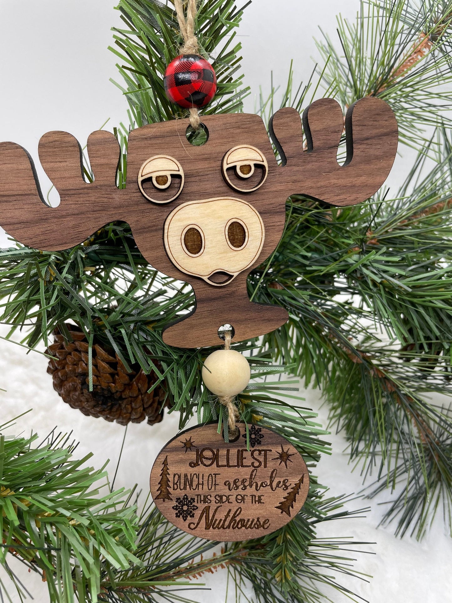 Wooden Moose Cup Ornament
