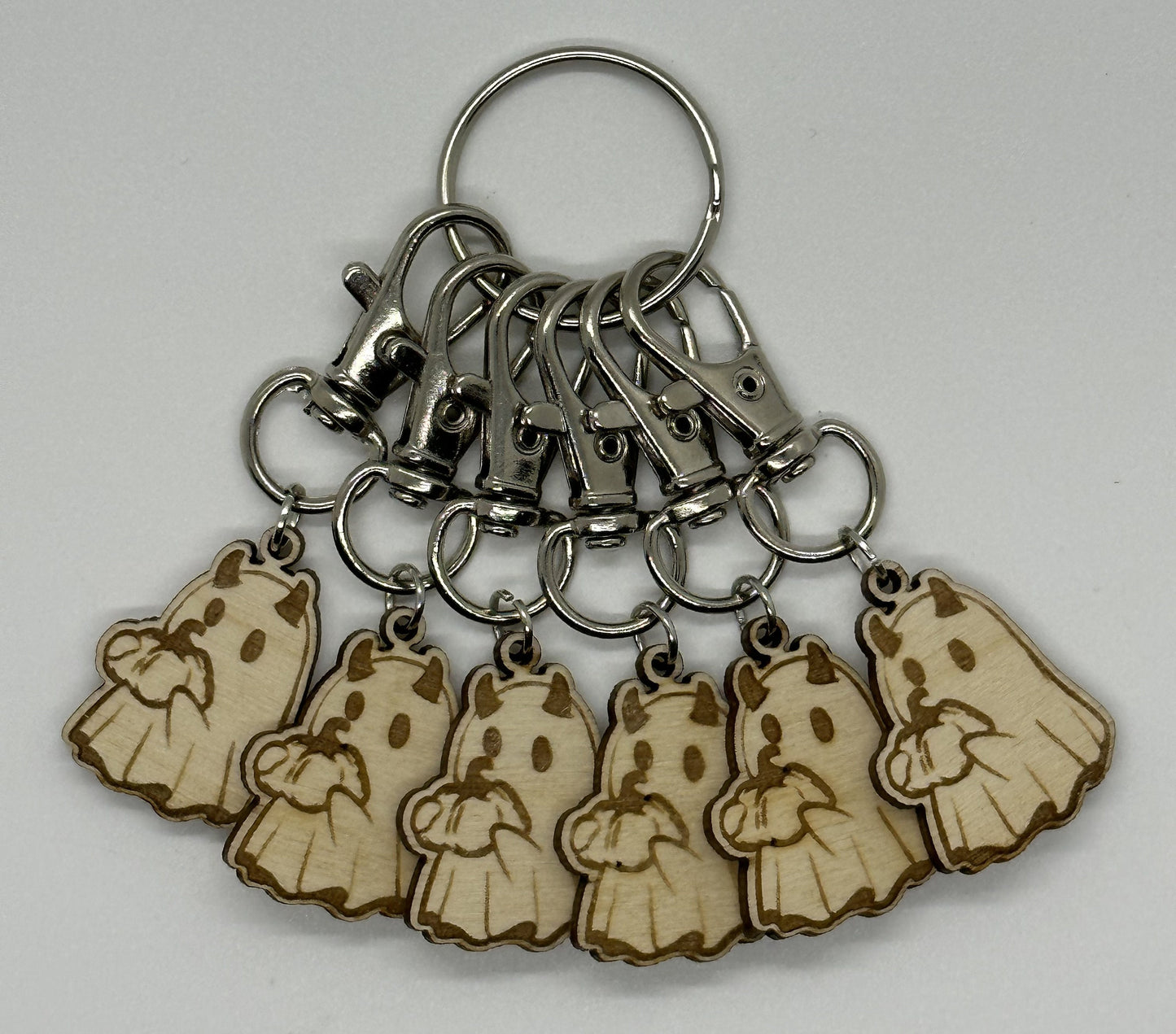 Ghost Stitch Marker Set for Knitting and Crochet, Place Keepers, Charm Bracelet, Keychain