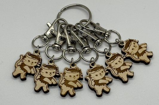Frankenkitty Stitch Marker Set for Knitting and Crochet, Place Keepers, Charm Bracelet, Keychain
