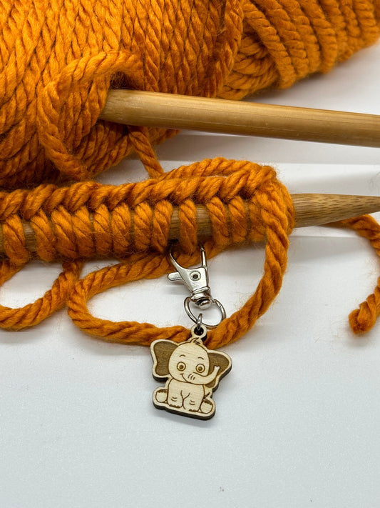 Elephant Stitch Marker Set for Knitting and Crochet, Place Keepers, Charm Bracelet, Keychain
