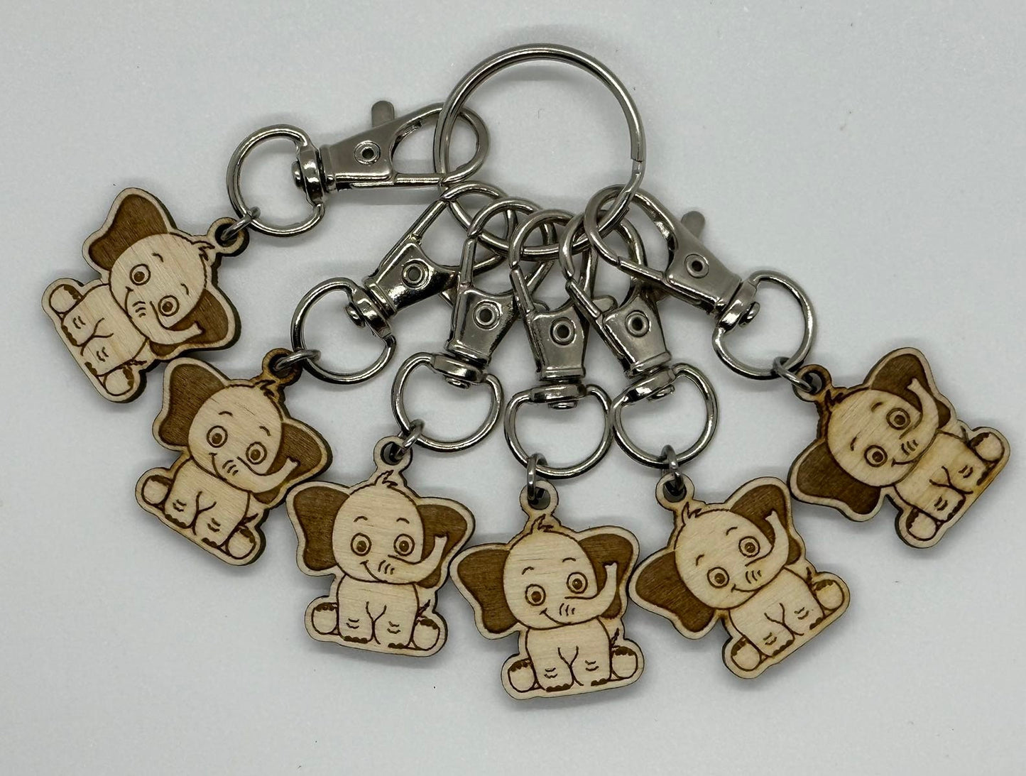 Elephant Stitch Marker Set for Knitting and Crochet, Place Keepers, Charm Bracelet, Keychain