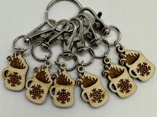 Hot Cocoa Stitch Marker Set for Knitting and Crochet, Place Keepers, Charm Bracelet, Keychain
