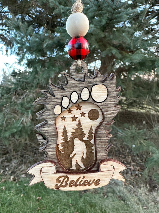Bigfoot Car Hanging Rear View Mirror Accessory | Car Charm | Rear View Mirror Charm | Ornament Obscurious Creations