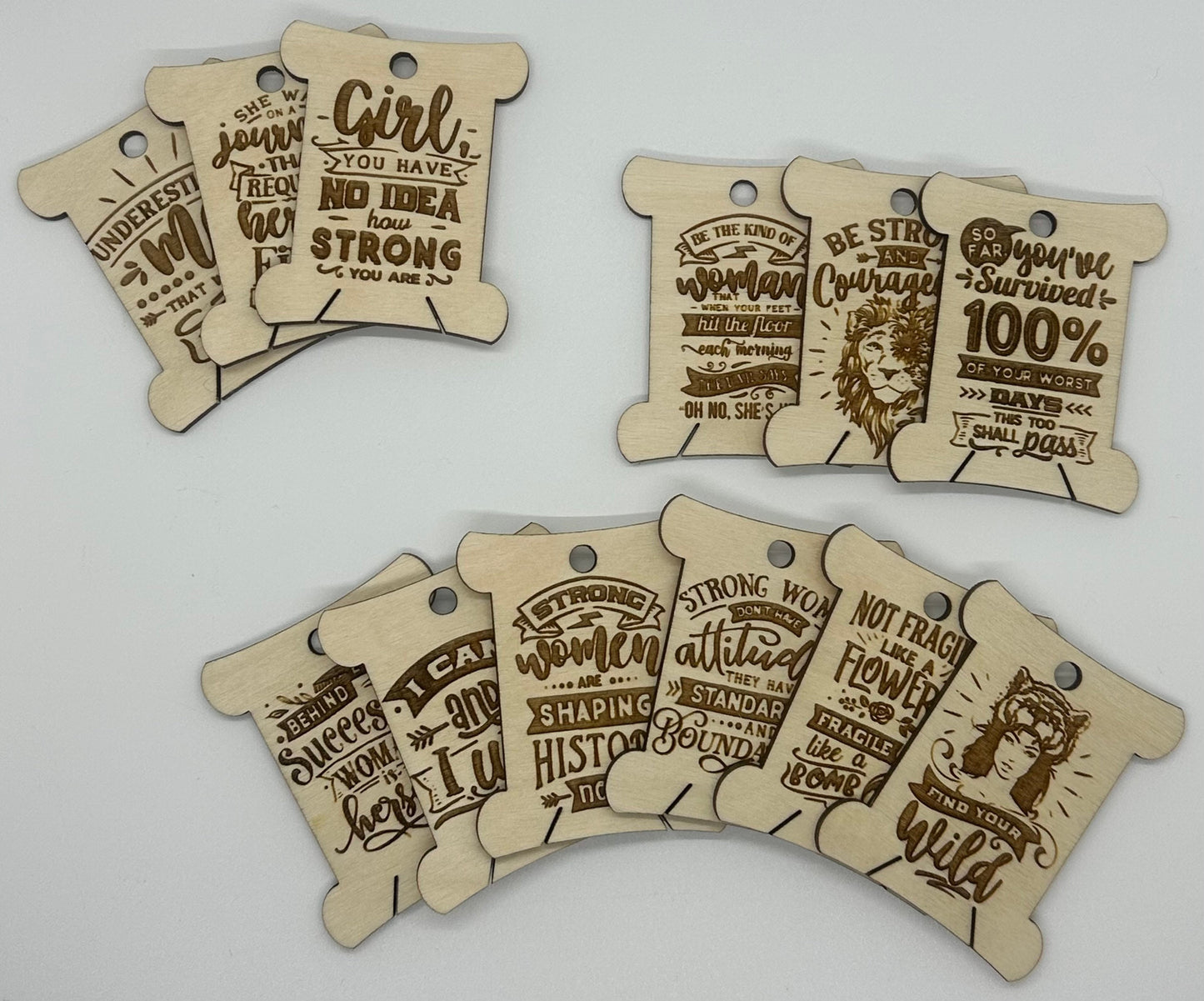 Wooden Bobbins - Female Power Floss Organization - Embroidery, Cross Stitch, Needlepoint - Sewing Storage