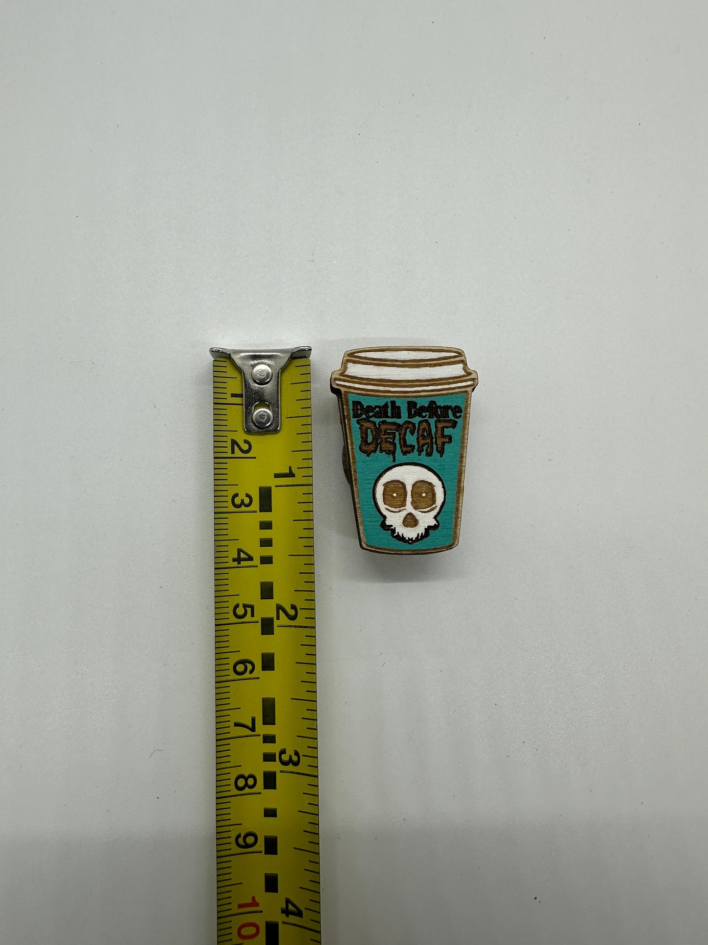 Death Before Decaf Needle Minder - Embroidery | Cross Stitch | Needlepoint | Crewel