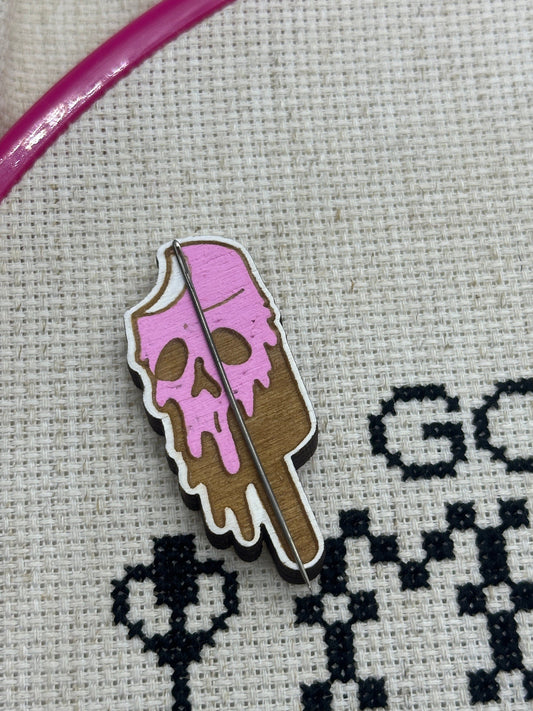 Skeleton Ice Cream Bar Needle Minder - Embroidery | Cross Stitch | Needlepoint | Sewing Obscurious Creations