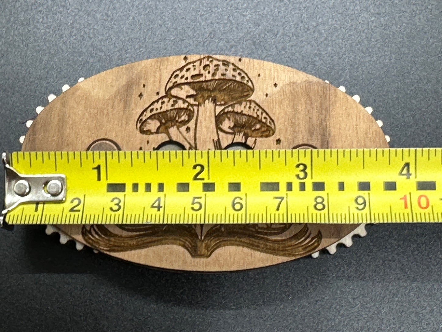 Mushrooms and books - handcrafted wooden row counter for knitting and crochet