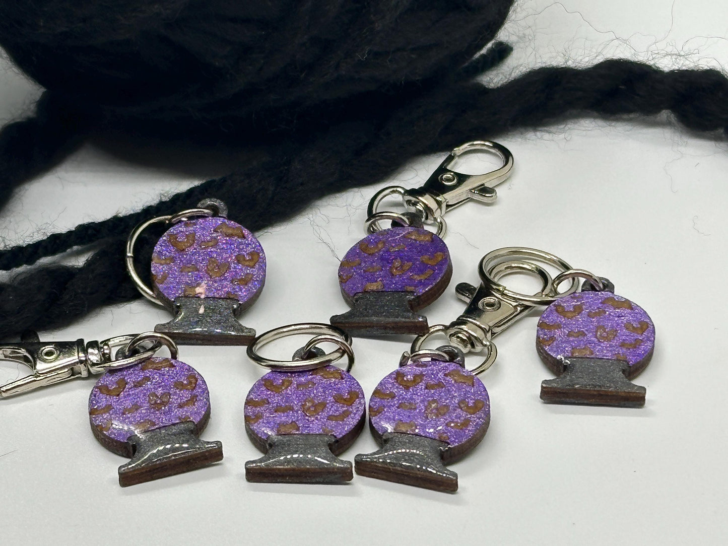 Crystal Ball Stitch Marker Set for Knitting and Crochet, Place Keepers, Charm Bracelet, Keychain