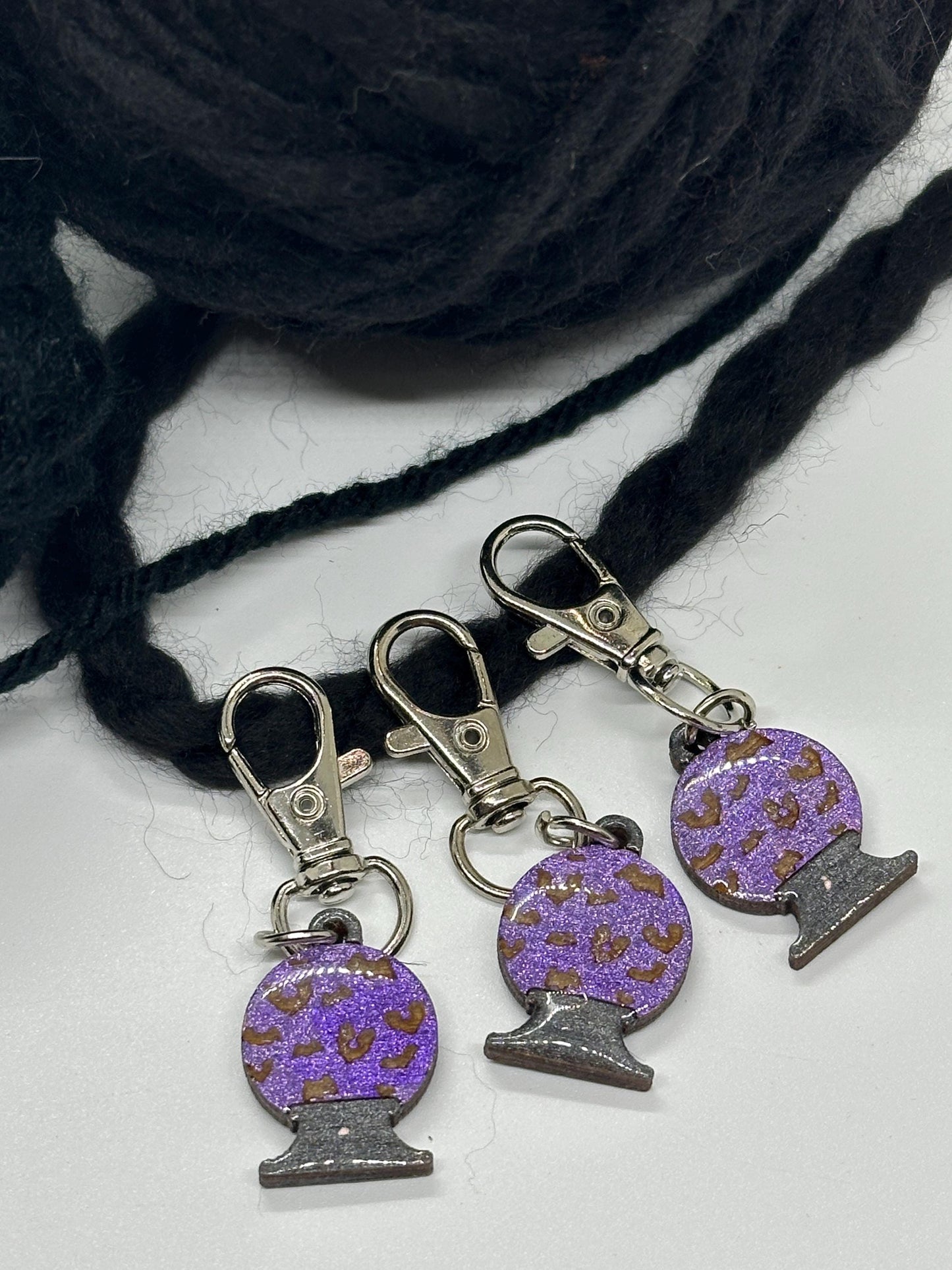 Crystal Ball Stitch Marker Set for Knitting and Crochet, Place Keepers, Charm Bracelet, Keychain