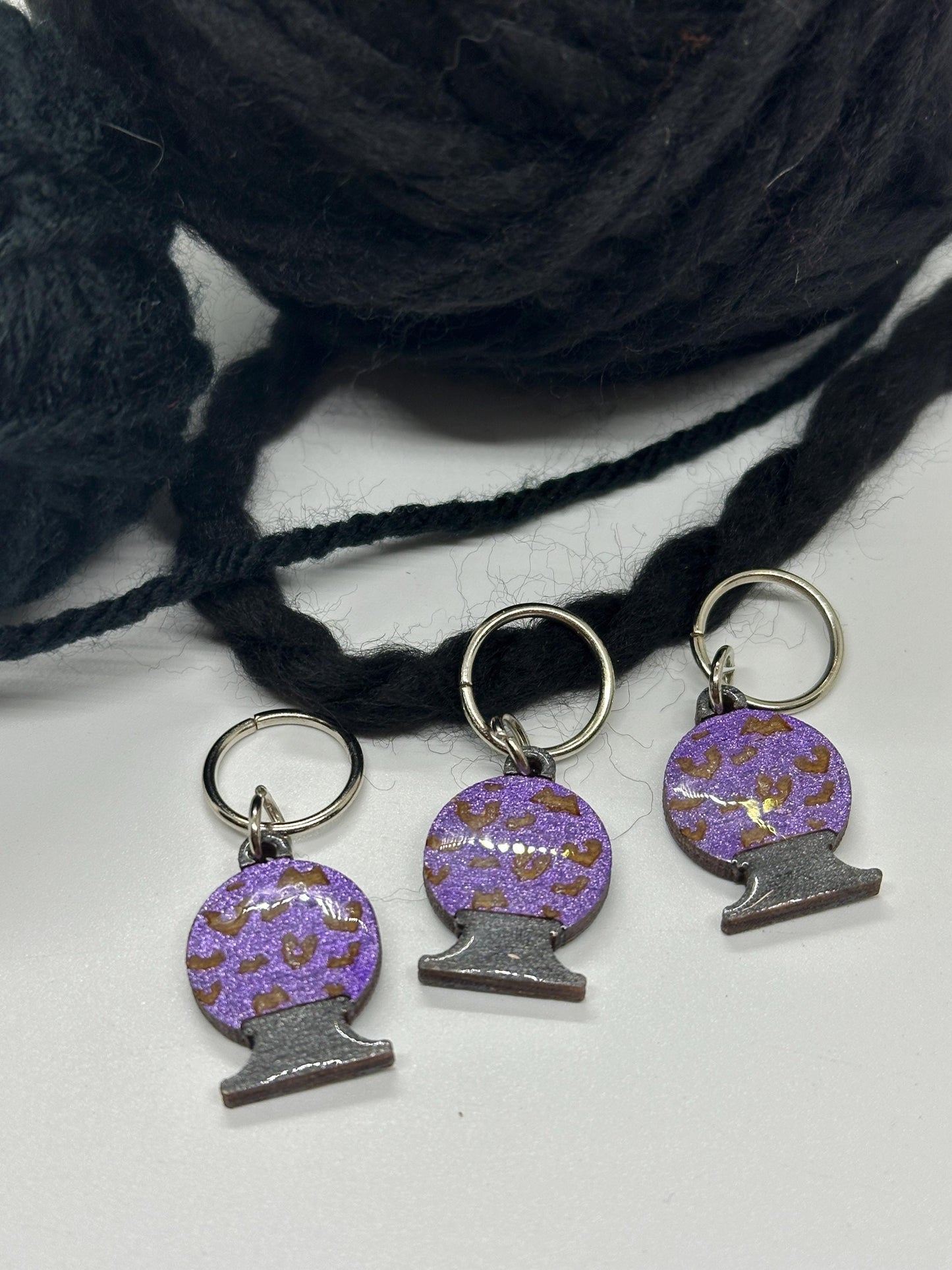 Crystal Ball Stitch Marker Set for Knitting and Crochet, Place Keepers, Charm Bracelet, Keychain