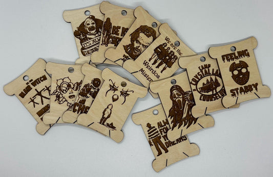 Horror Movie  -Wooden Bobbins, Floss Organizer - Embroidery, Cross Stitch, Needlepoint - Sewing Storage