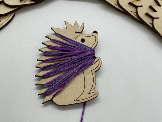 Wooden Hedgehog Floss Bobbin - Thread Organizer - Embroidery | Cross Stitch | Needlepoint | Crewel Obscurious Creations