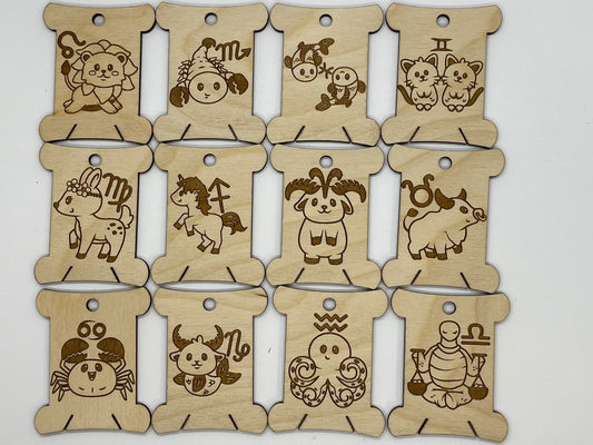 Wooden Zodiac Animal - Floss Bobbin - Thread Organizer - Embroidery | Cross Stitch | Needlepoint | Crewel Obscurious Creations