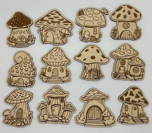 Wooden Mushroom House Floss Bobbin - Thread Organizer - Embroidery | Cross Stitch | Needlepoint | Crewel