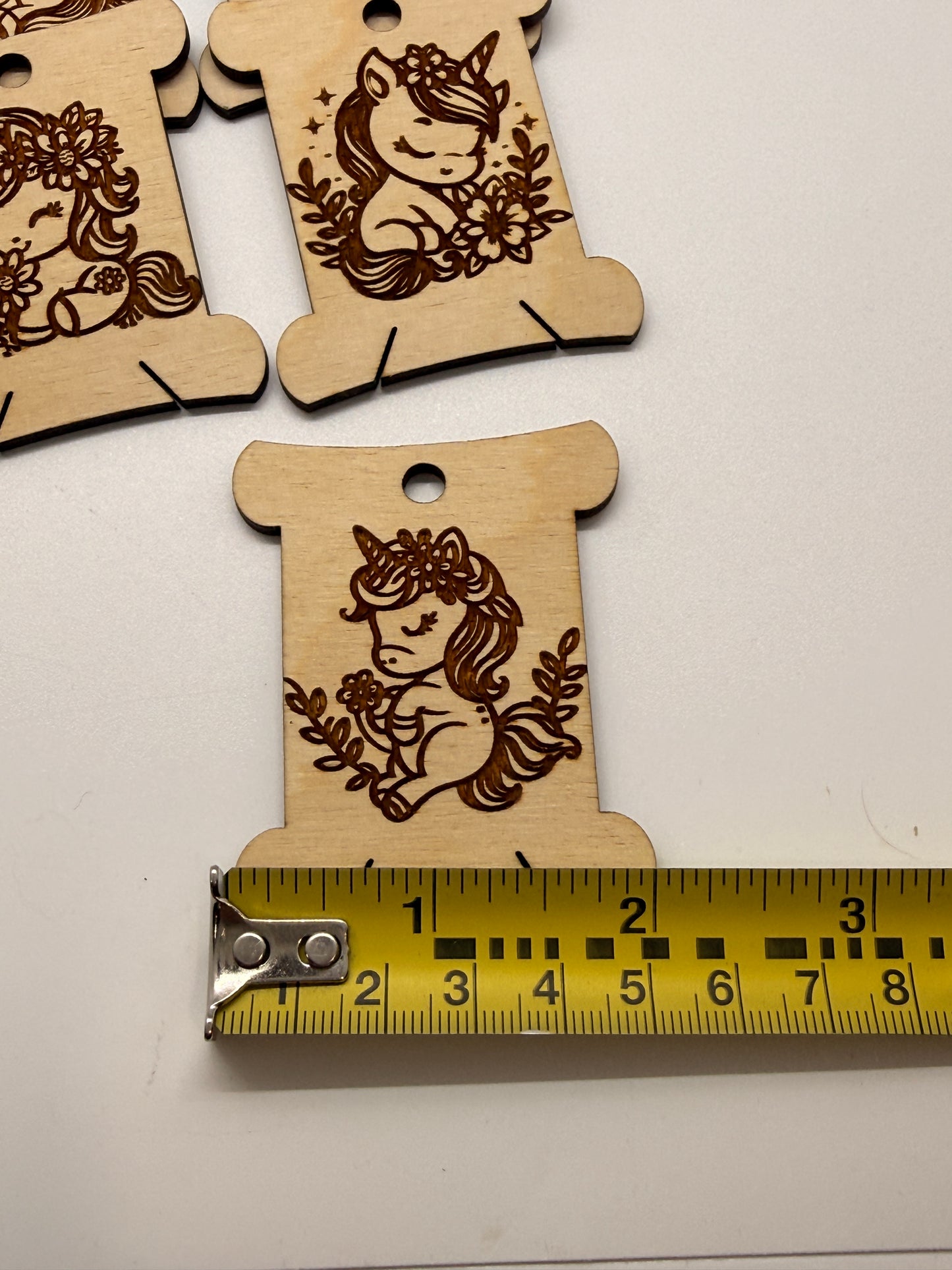 Unicorn Wooden Bobbins Set of 12 Embroidery Floss Organizer Cute Magical Cross Stitch Crafter Gift