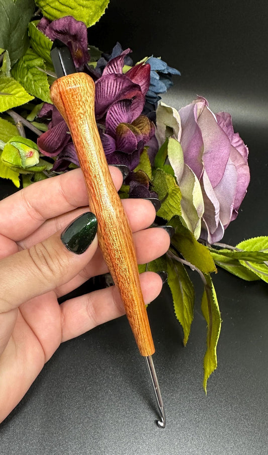 Crochet Hook - One-of-a-Kind Handcrafted Ebony Wood - Ergonomic Design, 6 Inch Length