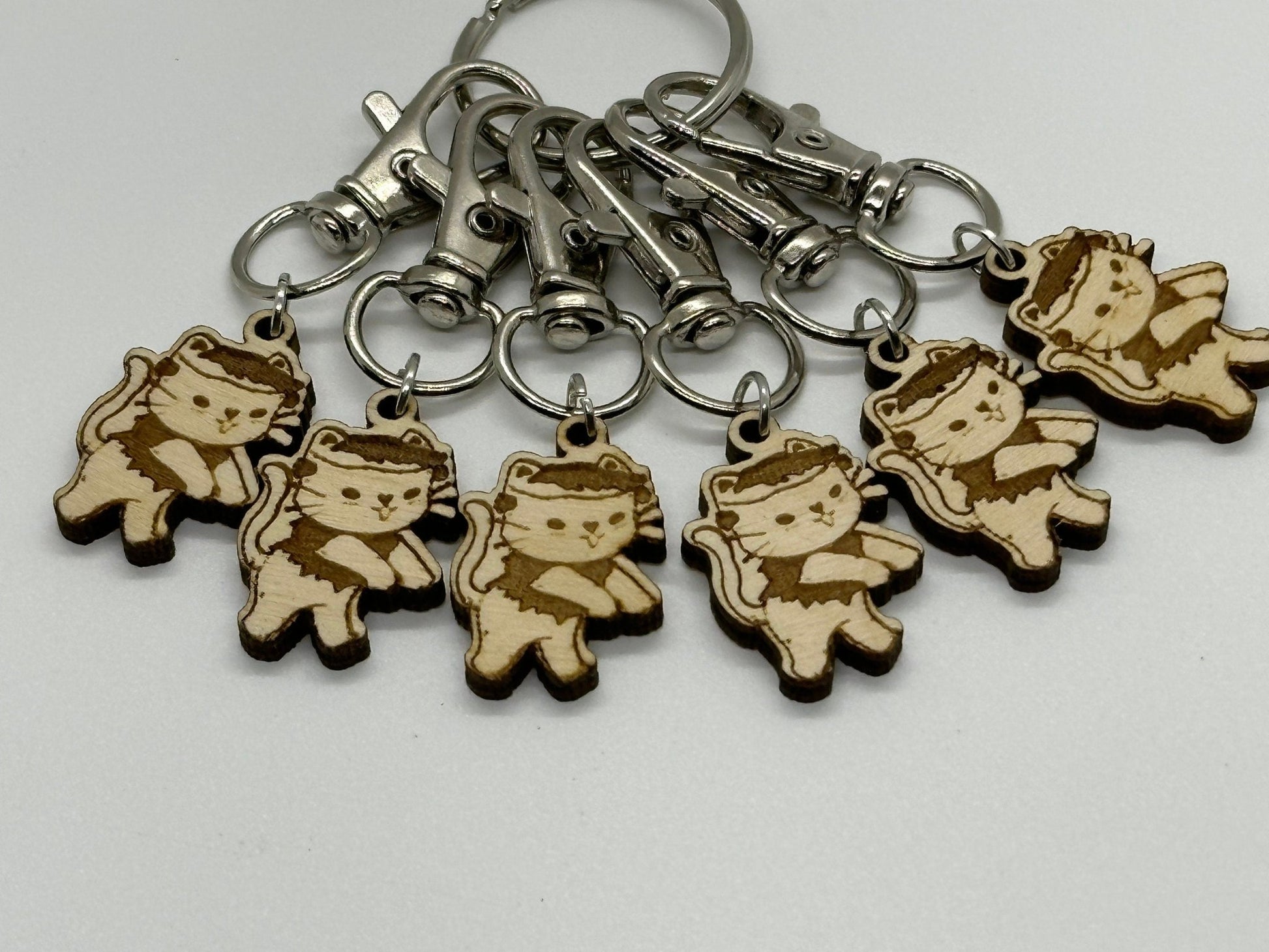 Frankenkitty Stitch Marker Set for Knitting and Crochet, Place Keepers, Charm Bracelet, Keychain - Obscurious Creations