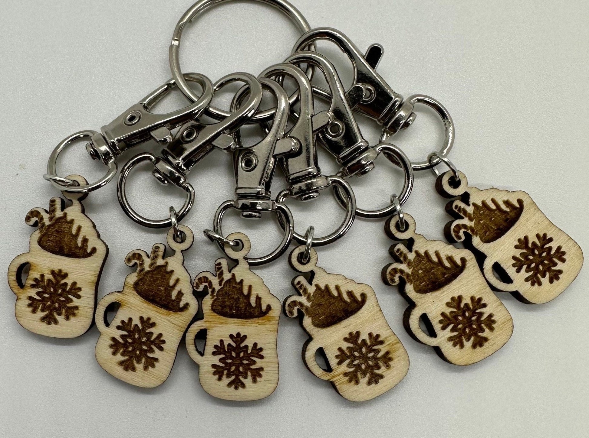 Hot Cocoa Stitch Marker Set for Knitting and Crochet, Place Keepers, Charm Bracelet, Keychain - Obscurious Creations