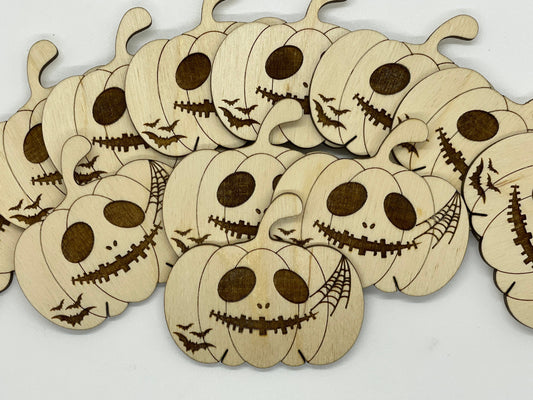 Jack O Lantern Wooden Bobbins Set of 12 Embroidery Floss Organizer Halloween Cross Stitch Gift