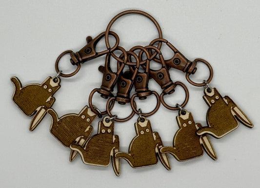 Kitty with Hostile Intent Stitch Marker Set for Knitting and Crochet, Place Keepers, Charm Bracelet, Keychain