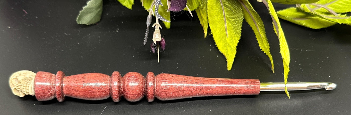 Crochet Hook, Handcrafted Ebony Wood, Ergonomic Design, 6 Inch Length
