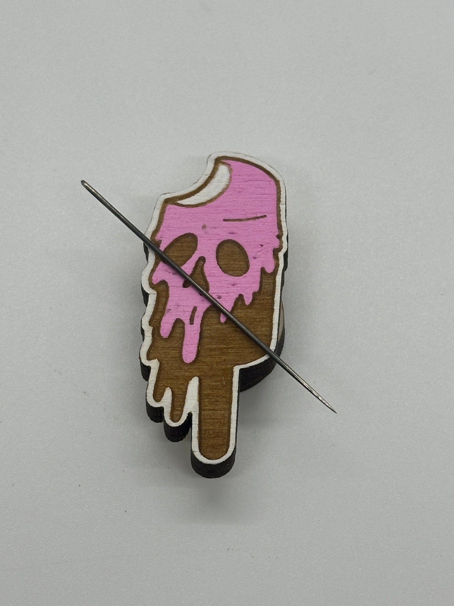 Skeleton Ice Cream Bar Needle Minder - Embroidery | Cross Stitch | Needlepoint | Sewing - Obscurious Creations