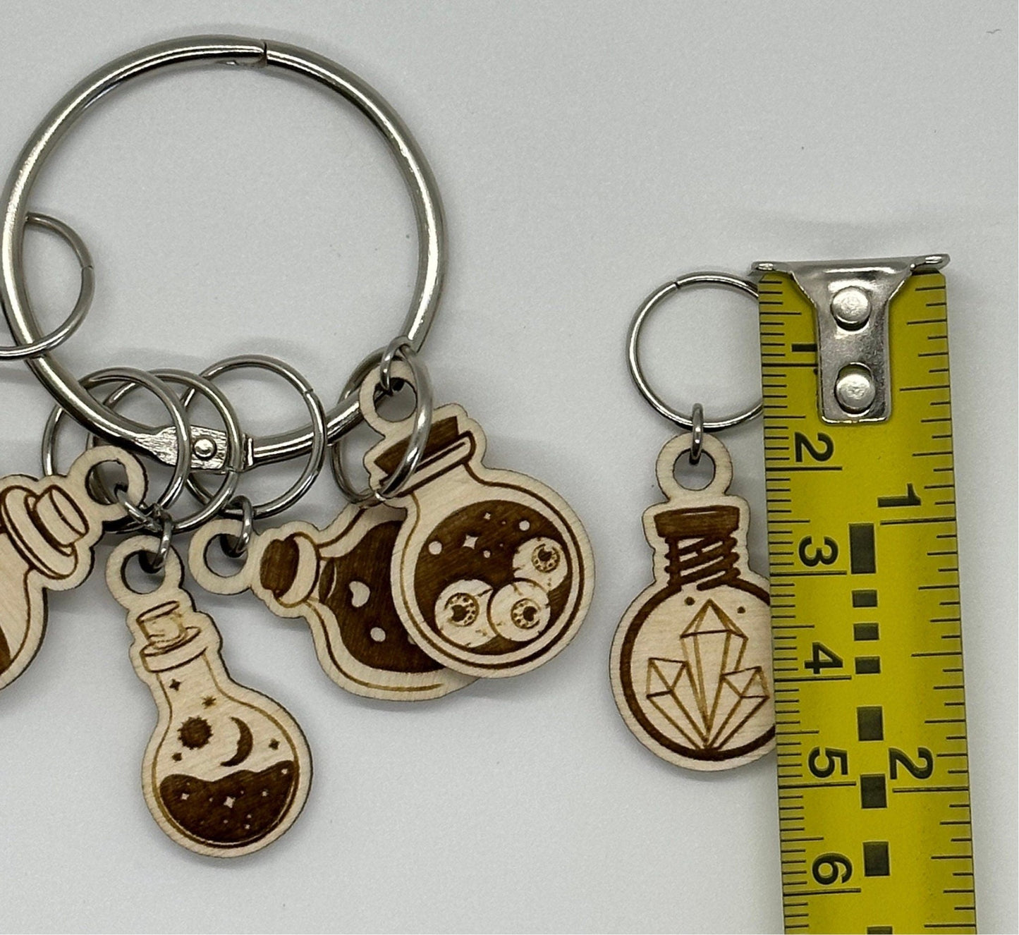 Spell Bottle Stitch Marker Set for Knitting and Crochet, Place Keepers, Charm Bracelet, Keychain - Obscurious Creations