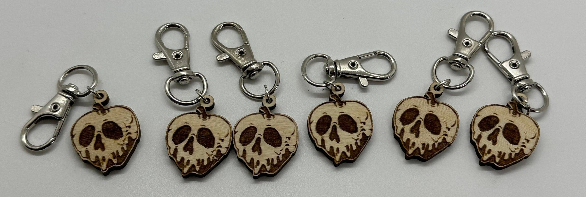 Spooky Apple Stitch Marker Set for Knitting and Crochet, Place Keepers, Charm Bracelet, Keychain - Obscurious Creations