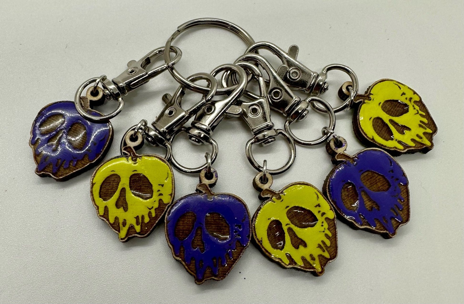 Spooky Apple Stitch Marker Set for Knitting and Crochet, Place Keepers, Charm Bracelet, Keychain - Obscurious Creations