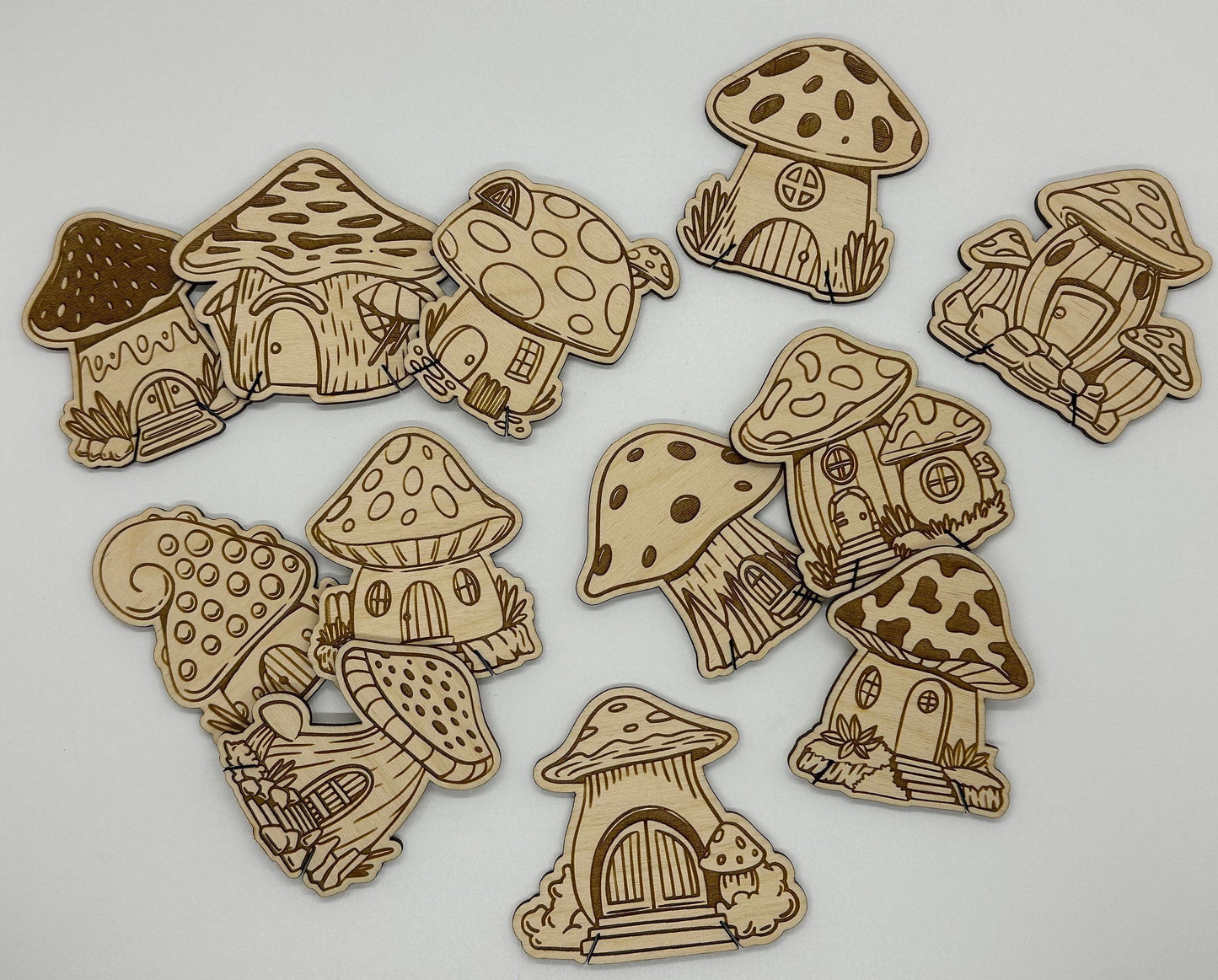 Wooden Mushroom House Floss Bobbin - Thread Organizer - Embroidery | Cross Stitch | Needlepoint | Crewel