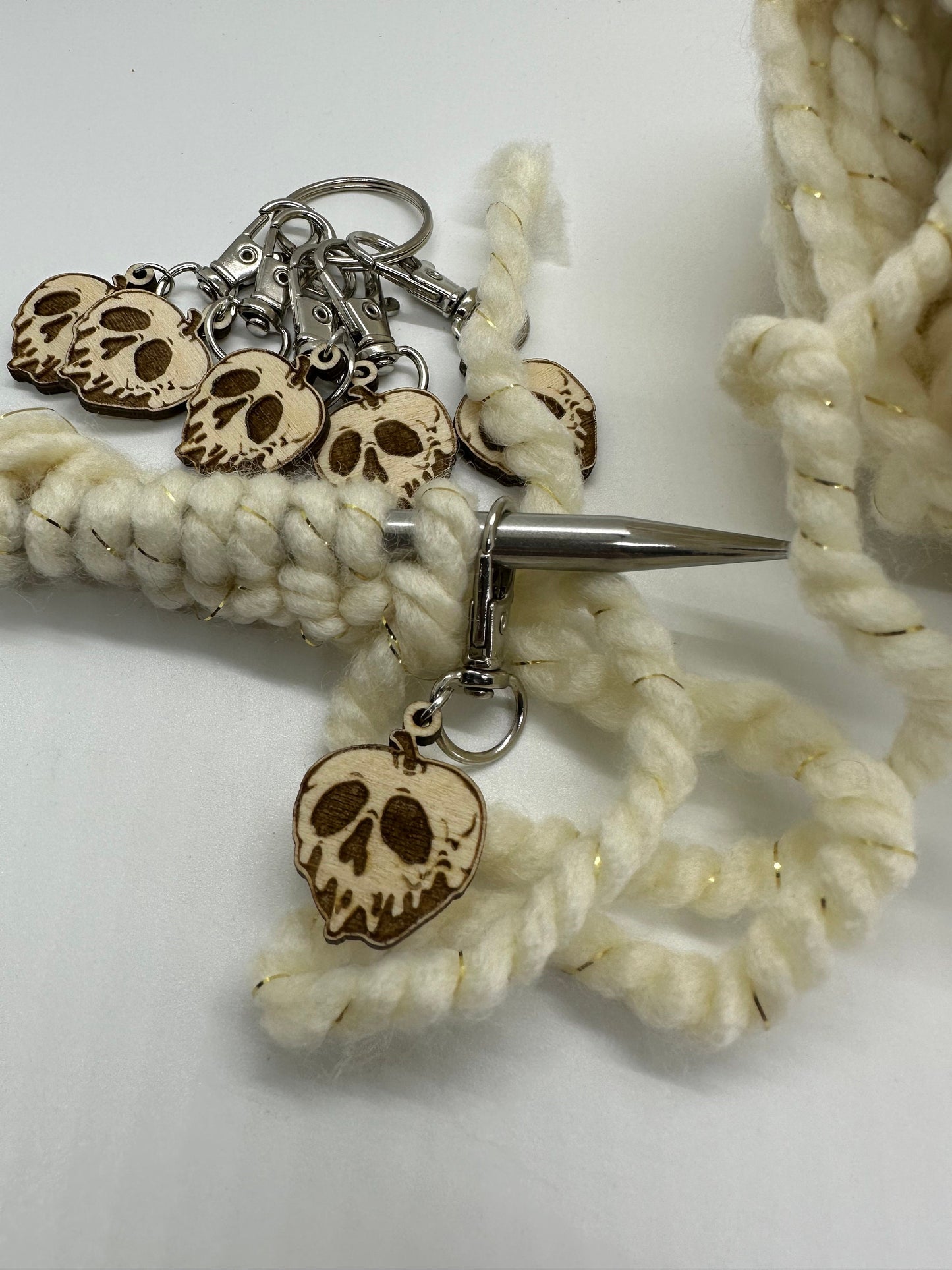 Spooky Apple Stitch Marker Set for Knitting and Crochet, Place Keepers, Charm Bracelet, Keychain